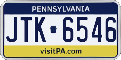 PA license plate JTK6546