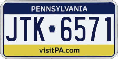 PA license plate JTK6571