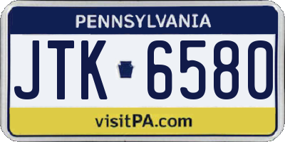 PA license plate JTK6580