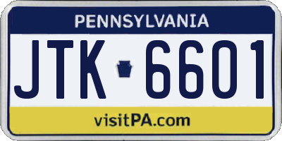 PA license plate JTK6601