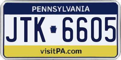 PA license plate JTK6605