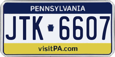 PA license plate JTK6607