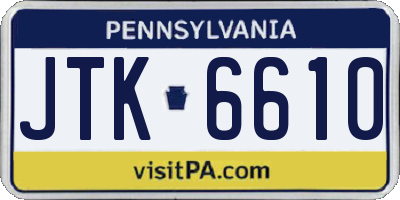 PA license plate JTK6610
