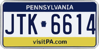 PA license plate JTK6614