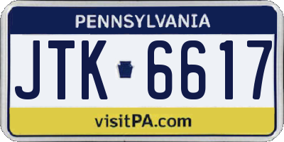 PA license plate JTK6617