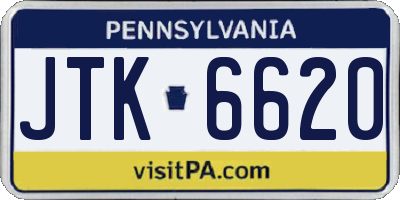 PA license plate JTK6620
