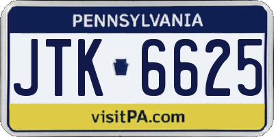PA license plate JTK6625
