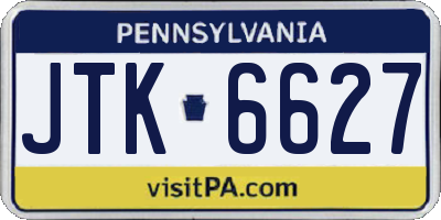 PA license plate JTK6627