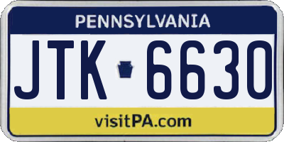 PA license plate JTK6630