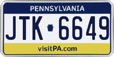 PA license plate JTK6649