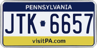 PA license plate JTK6657