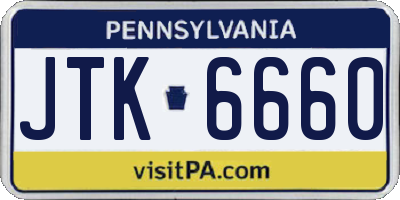 PA license plate JTK6660