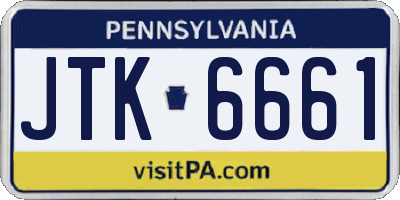PA license plate JTK6661
