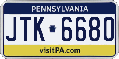 PA license plate JTK6680