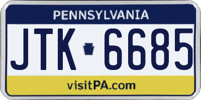 PA license plate JTK6685