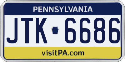 PA license plate JTK6686