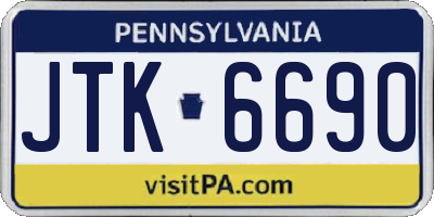 PA license plate JTK6690