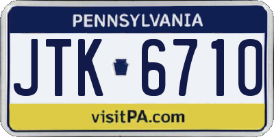 PA license plate JTK6710