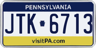 PA license plate JTK6713