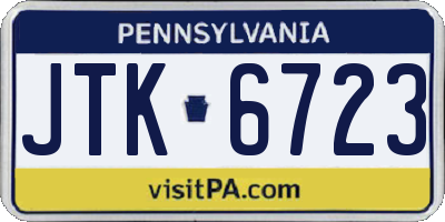 PA license plate JTK6723