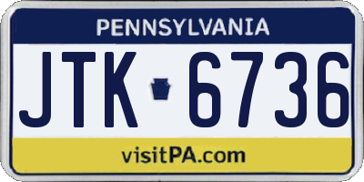 PA license plate JTK6736