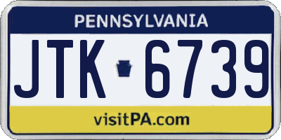 PA license plate JTK6739