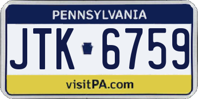 PA license plate JTK6759