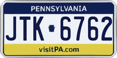 PA license plate JTK6762