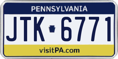 PA license plate JTK6771