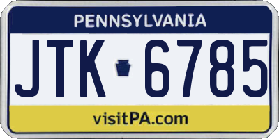 PA license plate JTK6785
