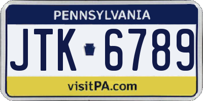 PA license plate JTK6789