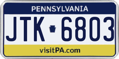 PA license plate JTK6803