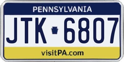 PA license plate JTK6807