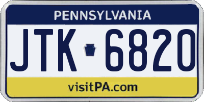 PA license plate JTK6820