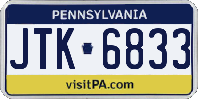 PA license plate JTK6833
