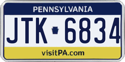 PA license plate JTK6834