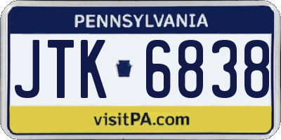 PA license plate JTK6838