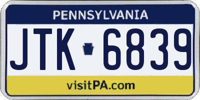 PA license plate JTK6839