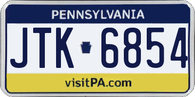 PA license plate JTK6854