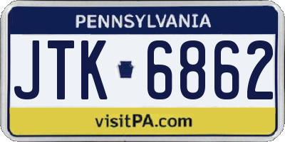 PA license plate JTK6862
