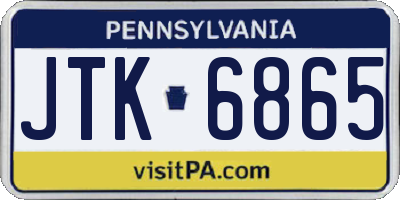 PA license plate JTK6865