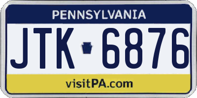 PA license plate JTK6876