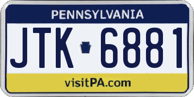 PA license plate JTK6881