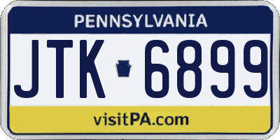 PA license plate JTK6899