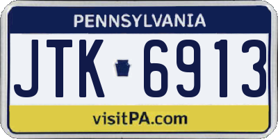 PA license plate JTK6913