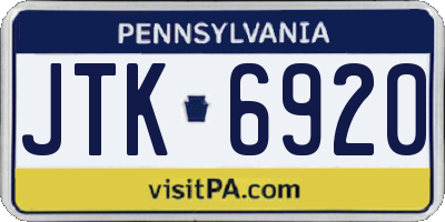 PA license plate JTK6920