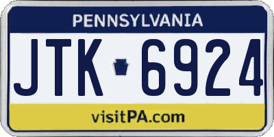 PA license plate JTK6924