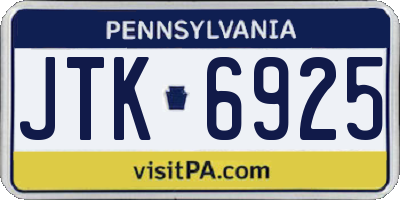 PA license plate JTK6925