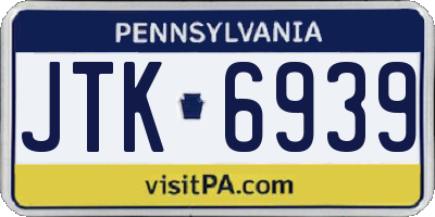PA license plate JTK6939