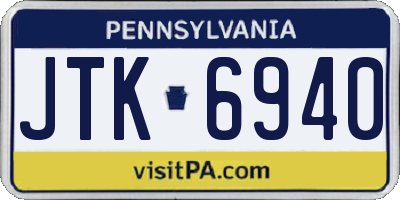 PA license plate JTK6940